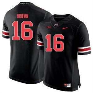 Men's Ohio State #16 Cameron Brown Black Out Stitch Jersey 665940-914