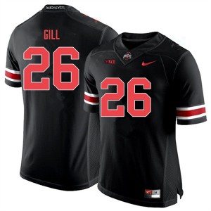 Men's Ohio State Buckeyes #26 Jaelen Gill Black Out Official Jersey 135611-169