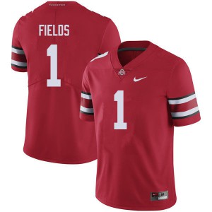 Men's Ohio State #1 Justin Fields Red NCAA Jersey 335025-786