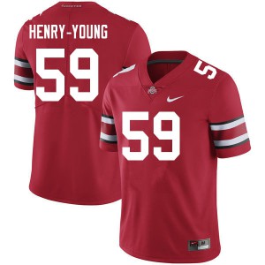 Mens Ohio State #59 Darrion Henry-Young Scarlet Embroidery Jersey 163664-521