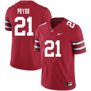 Mens OSU #21 Evan Pryor Red Embroidery Jersey 390044-732
