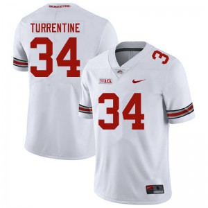 Mens Ohio State #34 Andre Turrentine White Stitched Jerseys 942249-771