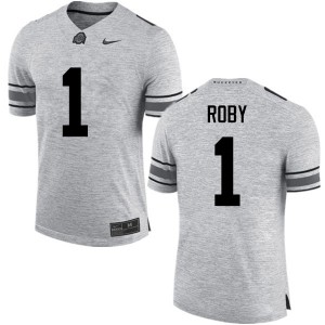 Mens Ohio State #1 Bradley Roby Gray Game Stitched Jersey 655289-342