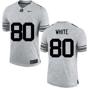 Mens Ohio State Buckeyes #80 Brendon White Gray Game Embroidery Jersey 572057-518