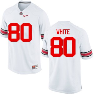 Men Ohio State Buckeyes #80 Brendon White White Game Stitch Jerseys 176702-444