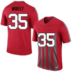 Mens OSU Buckeyes #35 Chris Worley Throwback Game Football Jersey 833422-546