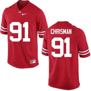 Mens Ohio State #91 Drue Chrisman Red Game Football Jersey 417320-278
