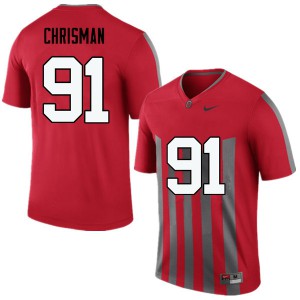 Men's Ohio State #91 Drue Chrisman Throwback Game Stitched Jerseys 124147-700
