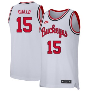 Men's Ohio State Buckeyes #15 Ibrahima Diallo Retro White Stitched Jersey 342760-144