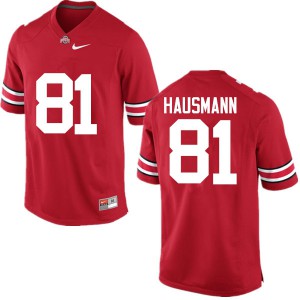 Men's Ohio State #81 Jake Hausmann Red Game Official Jerseys 983760-806