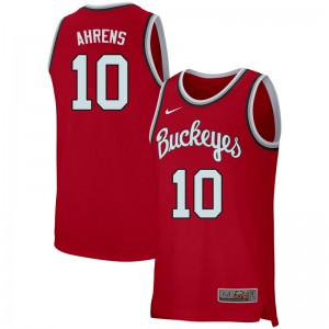Mens Ohio State #10 Justin Ahrens Retro Scarlet Player Jersey 736608-397