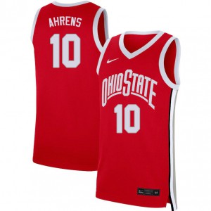 Mens Ohio State #10 Justin Ahrens Scarlet College Jerseys 664289-886