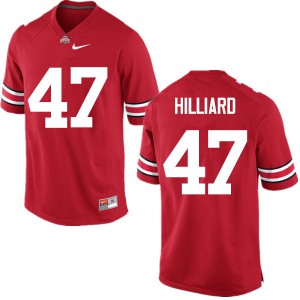 Mens Ohio State #47 Justin Hilliard Red Game Football Jersey 394305-754