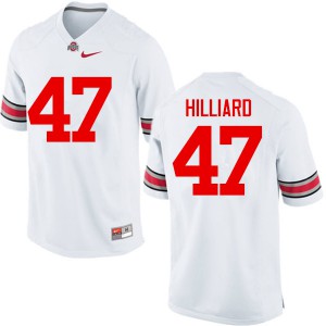 Men's Ohio State Buckeyes #47 Justin Hilliard White Game Official Jersey 306288-459
