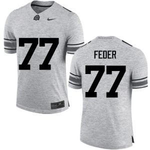 Mens OSU Buckeyes #77 Kevin Feder Gray Game Stitched Jersey 328675-606