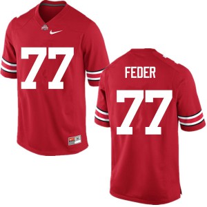 Mens OSU Buckeyes #77 Kevin Feder Red Game Embroidery Jersey 172265-608