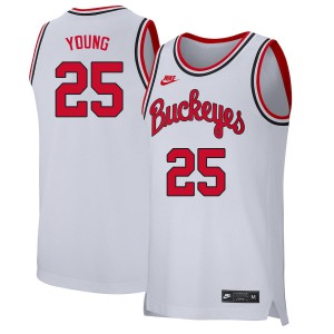 Mens OSU Buckeyes #25 Kyle Young Retro White Basketball Jersey 153775-548