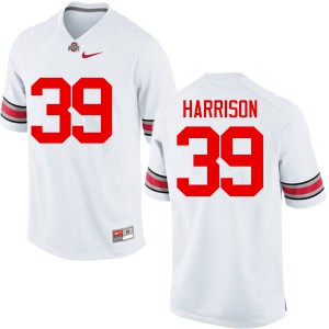 Mens Ohio State #39 Malik Harrison White Game Stitch Jerseys 524508-832