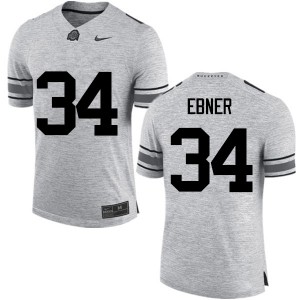 Men's Ohio State #34 Nate Ebner Gray Game Embroidery Jerseys 601429-214