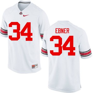 Mens Ohio State #34 Nate Ebner White Game Stitched Jersey 167260-825