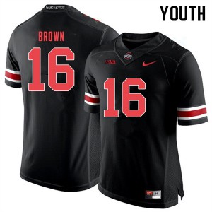 Youth Ohio State #16 Cameron Brown Black Out Stitched Jersey 484826-681
