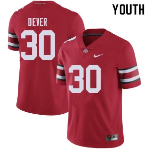 Youth OSU Buckeyes #30 Kevin Dever Red Player Jersey 192009-201