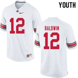 Youth Ohio State Buckeyes #12 Matthew Baldwin White Official Jersey 364440-546