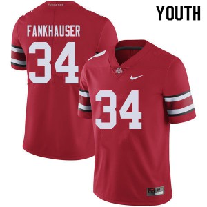 Youth Ohio State #34 Owen Fankhauser Red Stitch Jerseys 951976-978