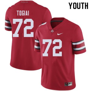 Youth OSU Buckeyes #72 Tommy Togiai Red Stitch Jersey 723385-457