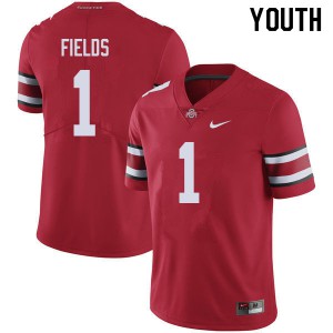 Youth Ohio State #1 Justin Fields Red Stitched Jersey 851283-497