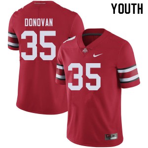Youth OSU #35 Luke Donovan Red Official Jersey 316118-309