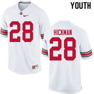 Youth Ohio State #28 Ronnie Hickman White NCAA Jerseys 204379-816