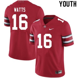 Youth Ohio State Buckeyes #16 Ryan Watts Scarlet Stitch Jerseys 927623-519