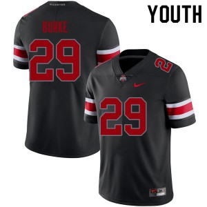 Youth Ohio State #29 Denzel Burke Blackout Embroidery Jersey 550866-268