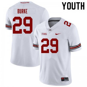 Youth Ohio State #29 Denzel Burke White Embroidery Jersey 692175-709