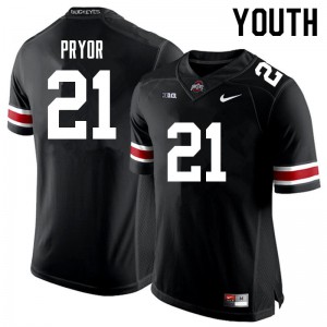 Youth Ohio State #21 Evan Pryor Black Stitch Jerseys 218253-927