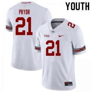 Youth Ohio State Buckeyes #21 Evan Pryor White College Jerseys 227175-276