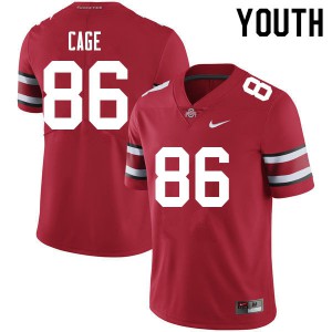 Youth Ohio State Buckeyes #86 Jerron Cage Red Embroidery Jersey 604551-624