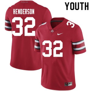 Youth OSU #32 TreVeyon Henderson Red Stitch Jerseys 102998-458