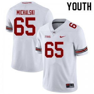 Youth OSU Buckeyes #65 Zen Michalski White Stitched Jerseys 483286-824