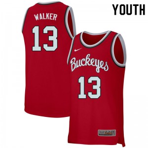 Youth OSU Buckeyes #13 CJ Walker Retro Scarlet Stitch Jerseys 704720-111