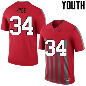 Youth OSU Buckeyes #34 Carlos Hyde Throwback Game Player Jersey 912748-440