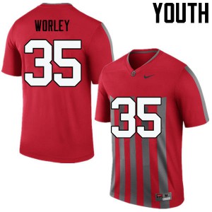 Youth Ohio State Buckeyes #35 Chris Worley Throwback Game Alumni Jerseys 699394-800