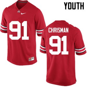 Youth OSU Buckeyes #91 Drue Chrisman Red Game Stitched Jerseys 885924-901