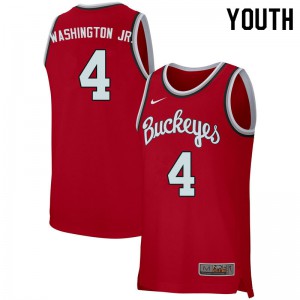 Youth OSU Buckeyes #4 Duane Washington Jr. Retro Scarlet Embroidery Jersey 353829-946