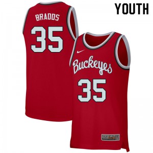 Youth Ohio State #35 Gary Bradds Retro Scarlet Basketball Jersey 184417-340