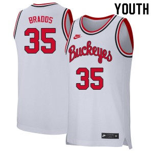 Youth Ohio State Buckeyes #35 Gary Bradds Retro White Player Jersey 569708-554