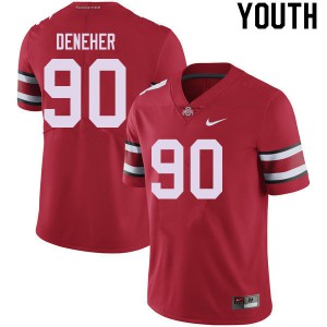 Youth Ohio State #90 Jack Deneher Red Embroidery Jerseys 668811-125