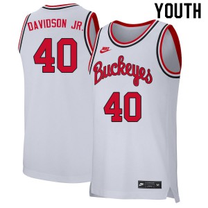 Youth OSU Buckeyes #40 Jansen Davidson Jr. Retro White Stitch Jerseys 350431-119