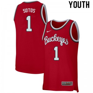 Youth Ohio State #1 Jimmy Sotos Retro Scarlet Player Jerseys 143746-583